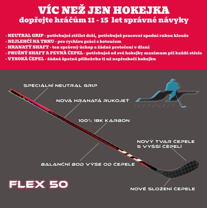 Výhody JR hokejky flex 50